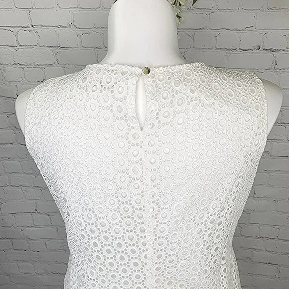 CALVIN KLEIN WHITE EYELET SLEEVELESS TOP AND SKIRT SET - XL / 14 - Picture 7 of 12